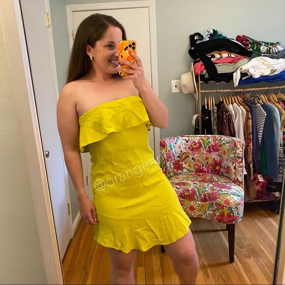 A.L.C. Neon Yellow Strapless Mini Dress 6 - Picture 8 of 8